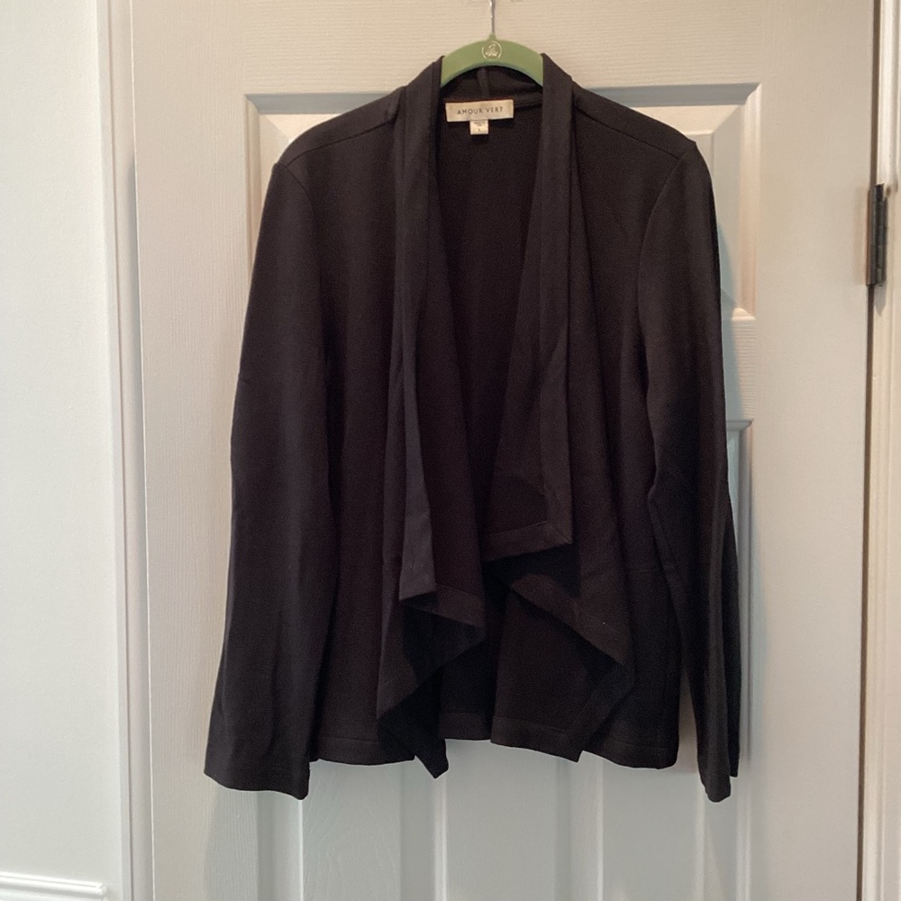Amour Vert Charcoal Draped Blazer/Open Cardigan